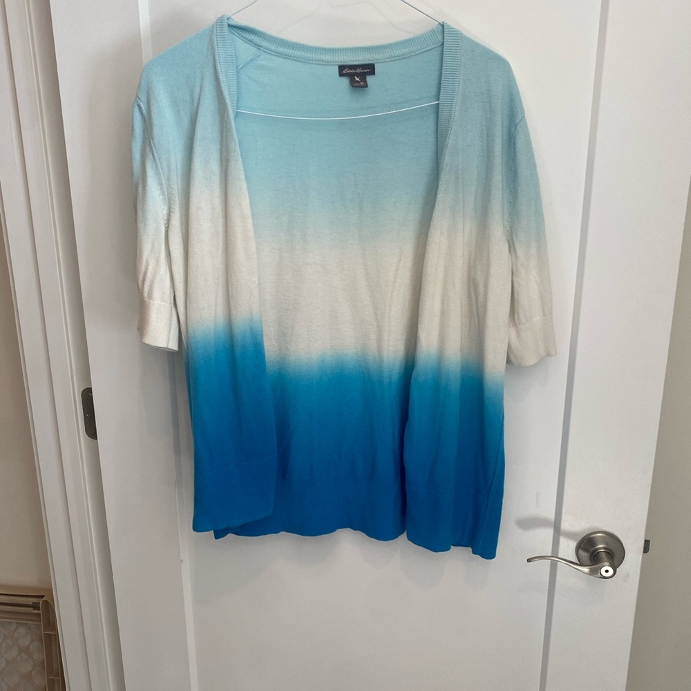 Eddie Bauer Blue and White Ombre Women's Sweater